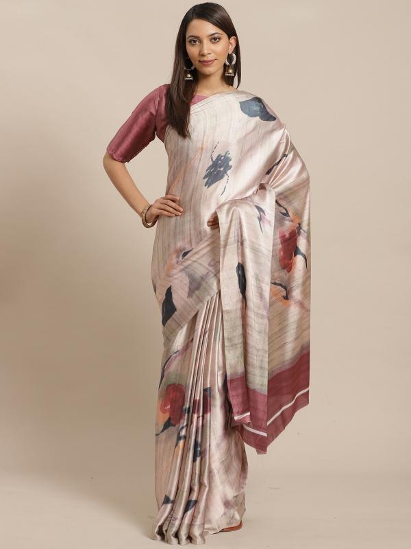 Apple Folwery 4-Satin-Crepe-Fancy-Saree